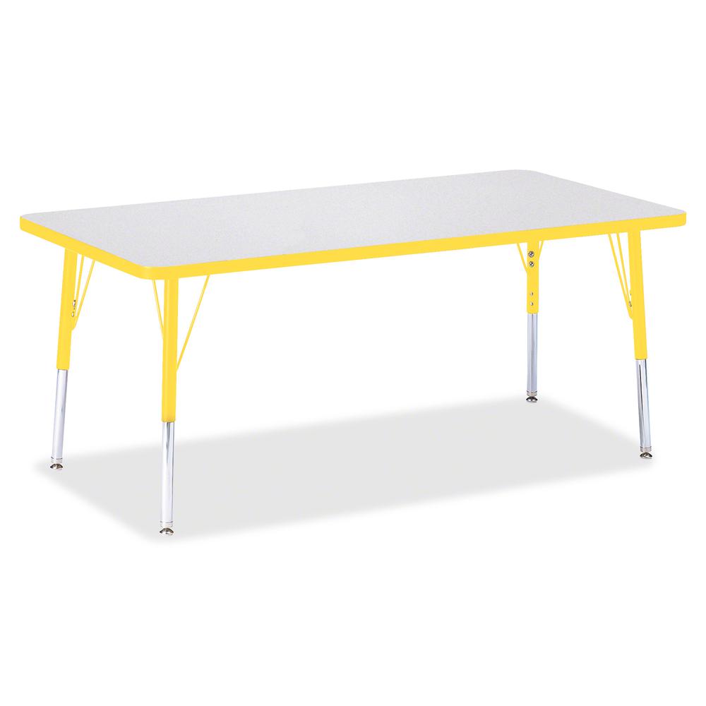 Jonti-Craft Berries Elementary Height Color Edge Rectangle Table - Laminated Rectangle, Yellow Top - Four Leg Base - 4 Legs - Adjustable Height - 15" to 24" Adjustment - 60" Table Top Length x 30" Tab. Picture 3