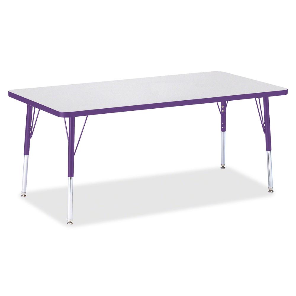 Jonti-Craft Berries Elementary Height Color Edge Rectangle Table - Laminated Rectangle, Purple Top - Four Leg Base - 4 Legs - Adjustable Height - 15" to 24" Adjustment - 60" Table Top Length x 30" Tab. Picture 2