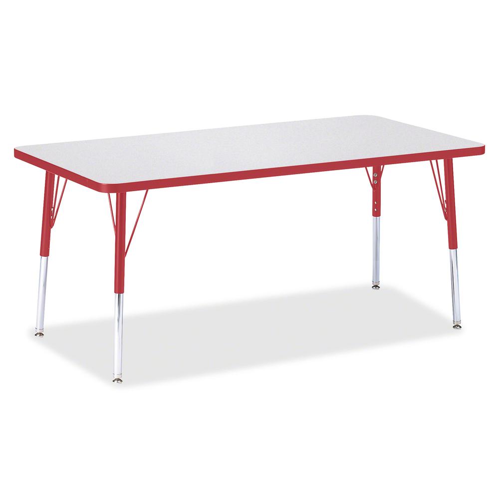 Jonti-Craft Berries Adult Height Color Edge Rectangle Table - Laminated Rectangle, Red Top - Four Leg Base - 4 Legs - Adjustable Height - 24" to 31" Adjustment - 60" Table Top Length x 30" Table Top W. Picture 3