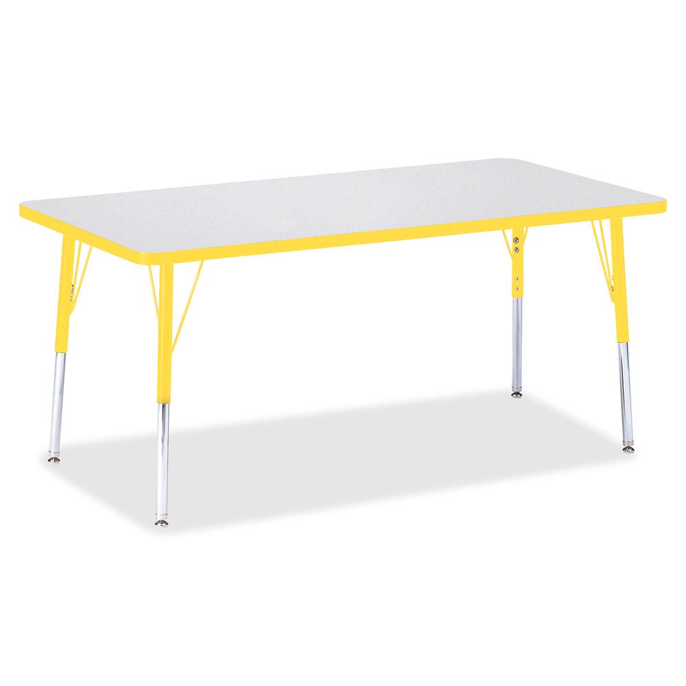 Jonti-Craft Berries Adult Height Color Edge Rectangle Table - Laminated Rectangle, Yellow Top - Four Leg Base - 4 Legs - Adjustable Height - 24" to 31" Adjustment - 60" Table Top Length x 30" Table To. Picture 2