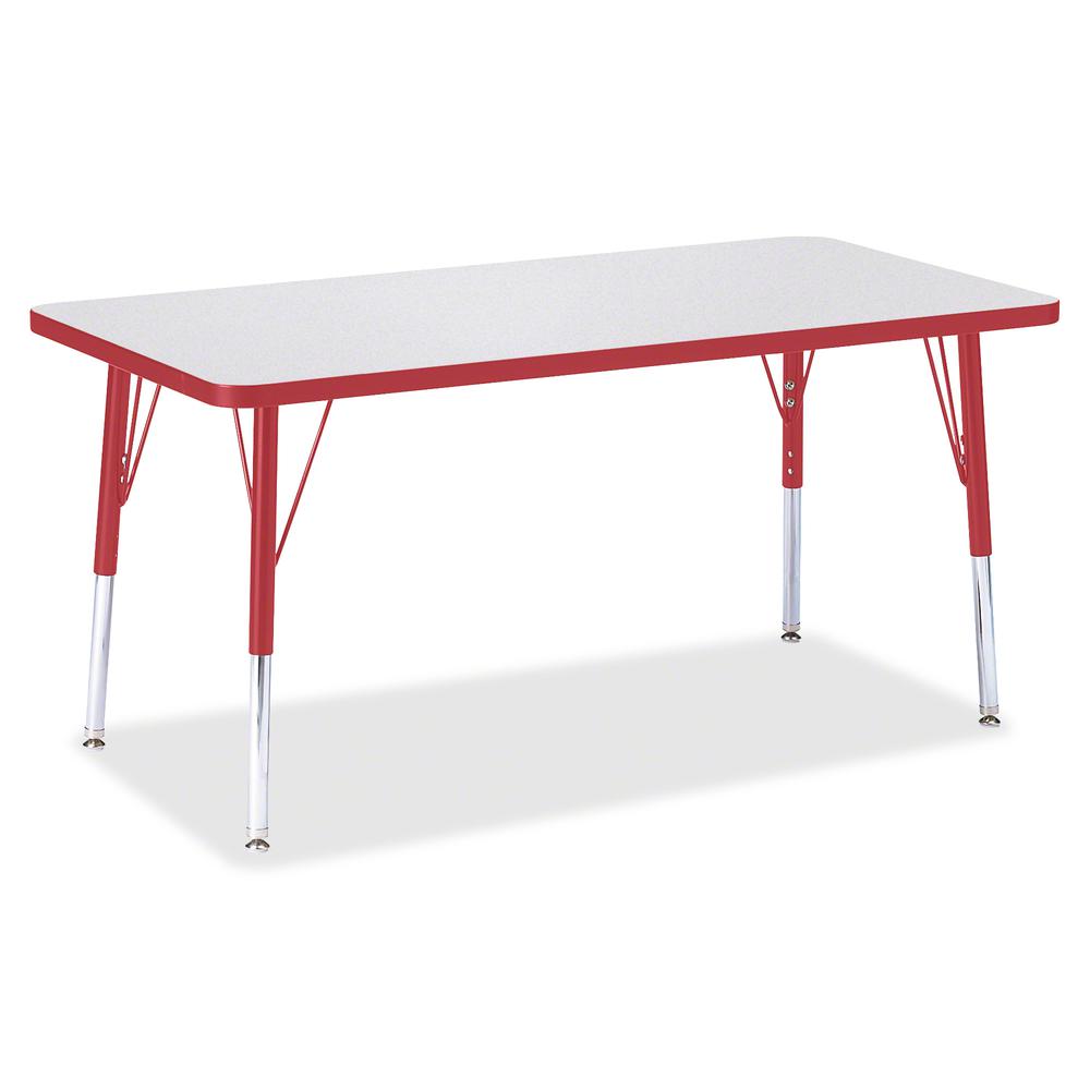 Jonti-Craft Berries Elementary Height Color Edge Rectangle Table - Gray Rectangle Top - Four Leg Base - 4 Legs - Adjustable Height - 15" to 24" Adjustment - 48" Table Top Length x 24" Table Top Width . Picture 2