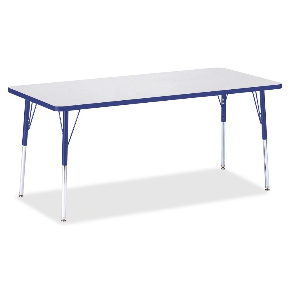 Jonti-Craft Berries Adult Height Color Edge Rectangle Table - Blue Rectangle, Laminated Top - Four Leg Base - 4 Legs - Adjustable Height - 24" to 31" Adjustment - 72" Table Top Length x 30" Table Top . Picture 3