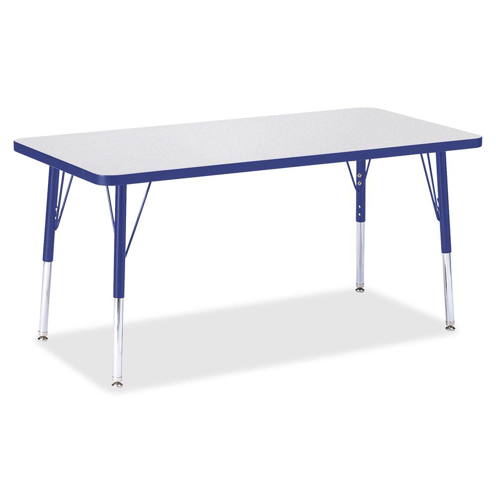 Jonti-Craft Berries Elementary Height Color Edge Rectangle Table - Blue Rectangle Top - Four Leg Base - 4 Legs - Adjustable Height - 15" to 24" Adjustment - 48" Table Top Length x 24" Table Top Width . Picture 2