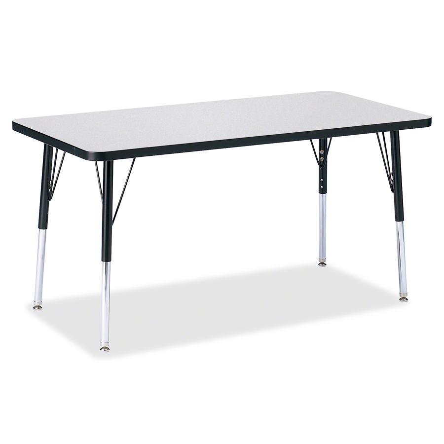 Jonti-Craft Berries Adult Height Color Edge Rectangle Table - For - Table TopBlack Rectangle, Laminated Top - Four Leg Base - 4 Legs - Adjustable Height - 24" to 31" Adjustment - 48" Table Top Length . Picture 4
