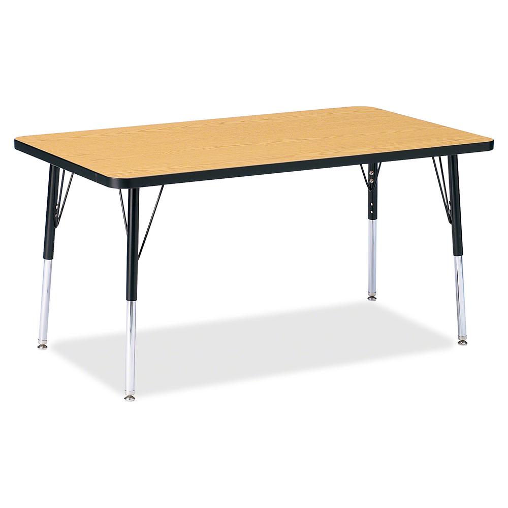 Jonti-Craft Berries Adult Height Color Top Rectangle Table - Black Oak Rectangle, Laminated Top - Four Leg Base - 4 Legs - Adjustable Height - 24" to 31" Adjustment - 48" Table Top Length x 30" Table . Picture 2