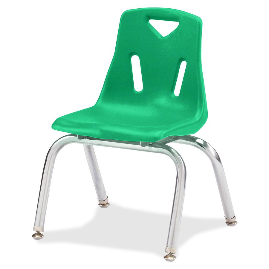 Jonti-Craft Berries Plastic Chairs with Chrome-Plated Legs - Green Polypropylene Seat - Steel Frame - Four-legged Base - Green - 1 Each. Picture 2