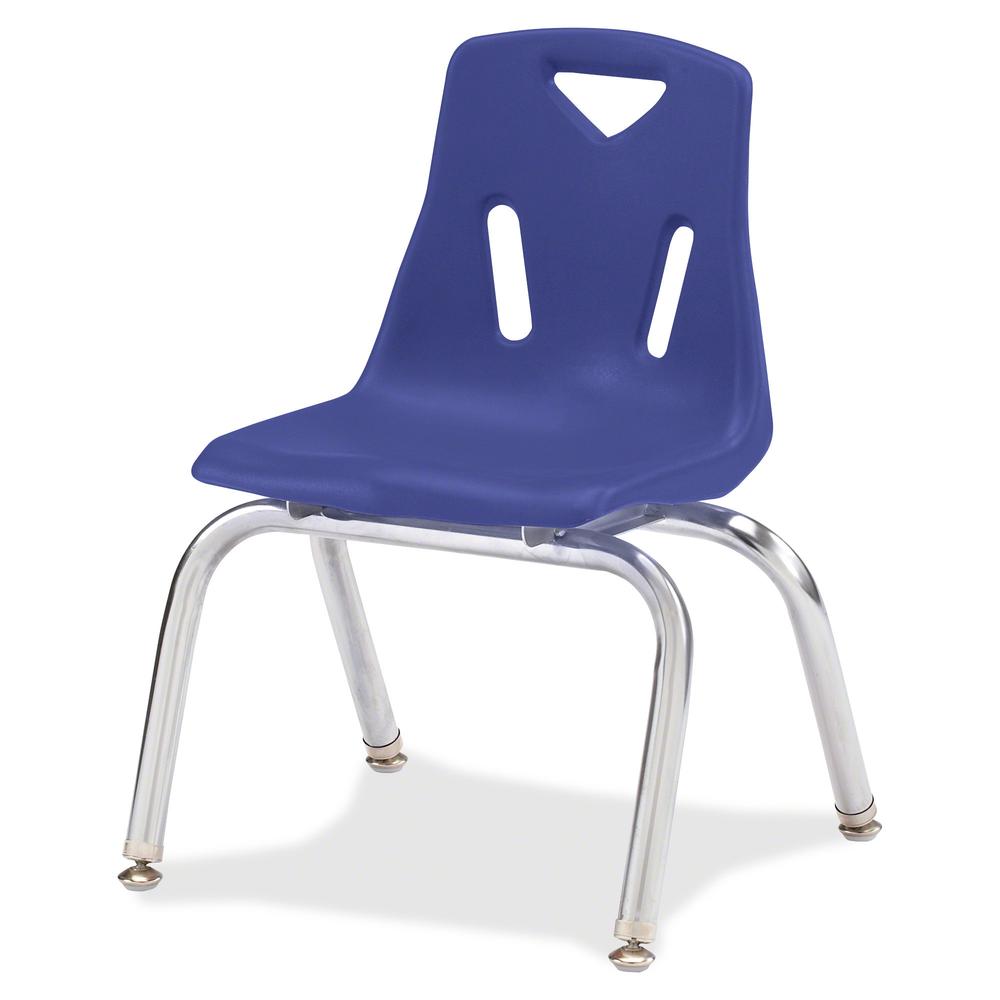 Jonti-Craft Berries Stacking Chair - Blue Polypropylene Seat - Blue Polypropylene Back - Steel Frame - Four-legged Base - 1 Each. Picture 5