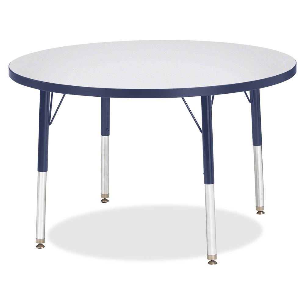 Jonti-Craft Berries Elementary Height Color Edge Round Table - Gray Round Top - Four Leg Base - 4 Legs - Adjustable Height - 24" to 31" Adjustment x 1.13" Table Top Thickness x 36" Table Top Diameter . Picture 3