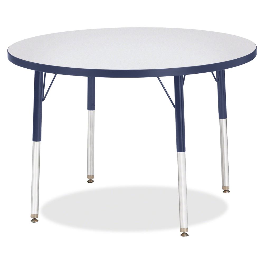 Jonti-Craft Berries Adult Height Color Edge Round Table - Laminated Round, Navy Top - Four Leg Base - 4 Legs - Adjustable Height - 24" to 31" Adjustment x 1.13" Table Top Thickness x 36" Table Top Dia. Picture 3