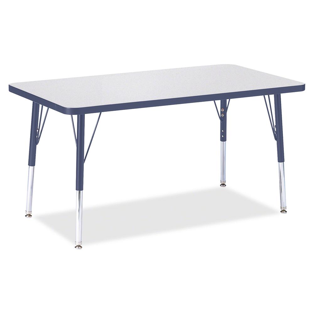 Jonti-Craft Berries Elementary Height Color Top Rectangle Table - Gray Rectangle, Laminated Top - Four Leg Base - 4 Legs - Adjustable Height - 15" to 24" Adjustment - 36" Table Top Length x 24" Table . Picture 5