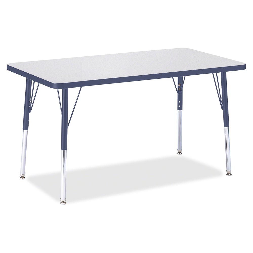 Jonti-Craft Berries Adult Height Color Edge Rectangle Table - Laminated Rectangle, Navy Top - Four Leg Base - 4 Legs - Adjustable Height - 24" to 31" Adjustment - 36" Table Top Length x 24" Table Top . Picture 3