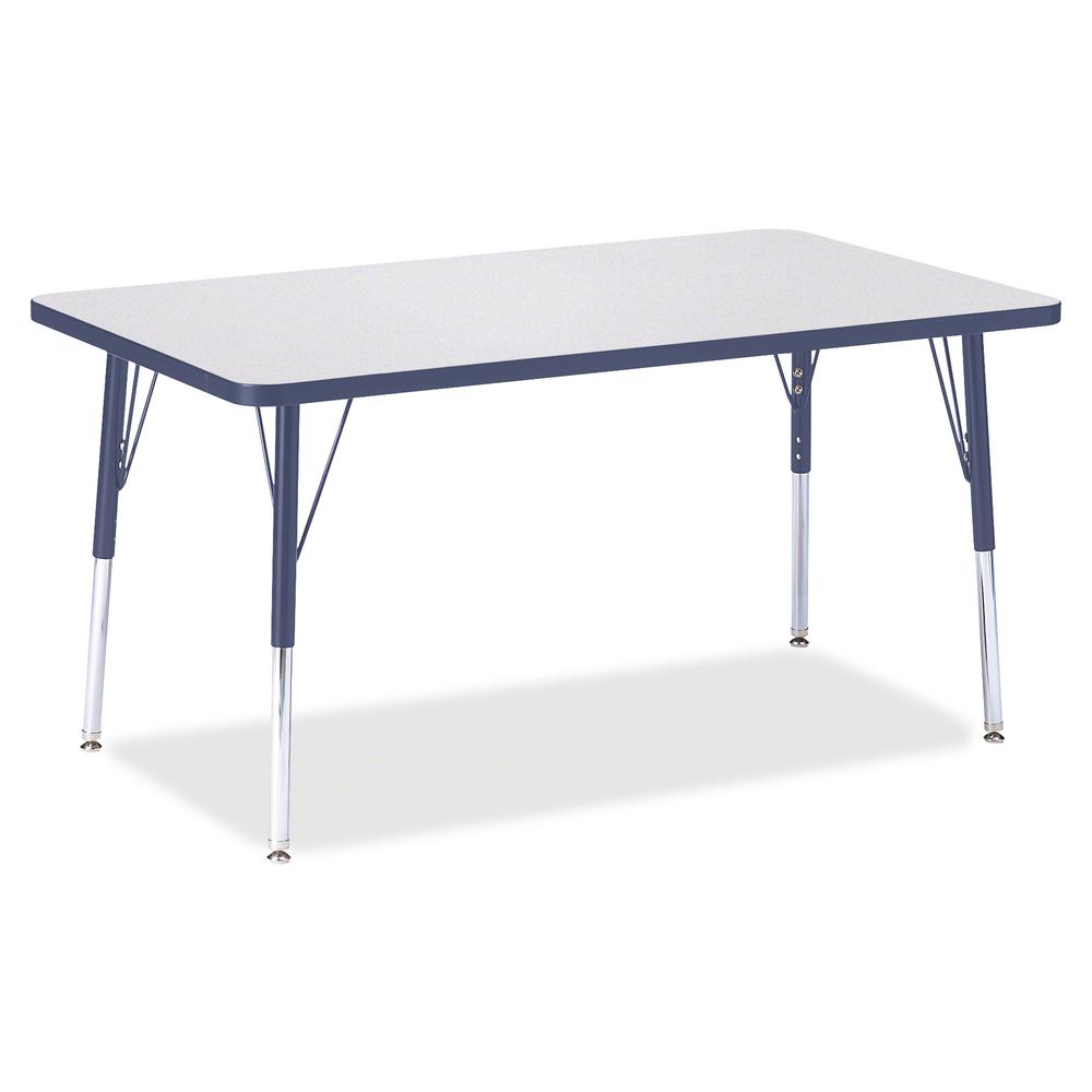 Jonti-Craft Berries Adult Height Color Edge Rectangle Table - Laminated Rectangle, Navy Top - Four Leg Base - 4 Legs - Adjustable Height - 24" to 31" Adjustment - 48" Table Top Length x 30" Table Top . Picture 2