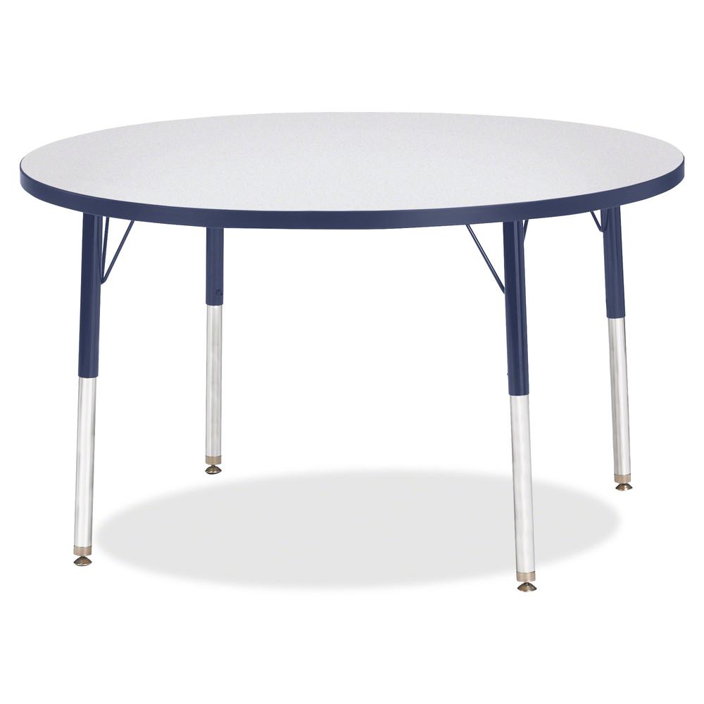 Jonti-Craft Berries Elementary Height Color Edge Round Table - For - Table TopGray Round Top - Four Leg Base - 4 Legs - Adjustable Height - 24" to 31" Adjustment x 1.13" Table Top Thickness x 42" Tabl. Picture 3