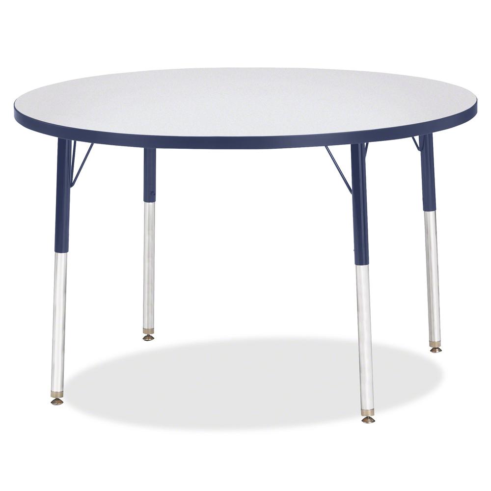 Jonti-Craft Berries Adult Height Color Edge Round Table - Laminated Round, Navy Top - Four Leg Base - 4 Legs - Adjustable Height - 24" to 31" Adjustment x 1.13" Table Top Thickness x 42" Table Top Dia. Picture 2