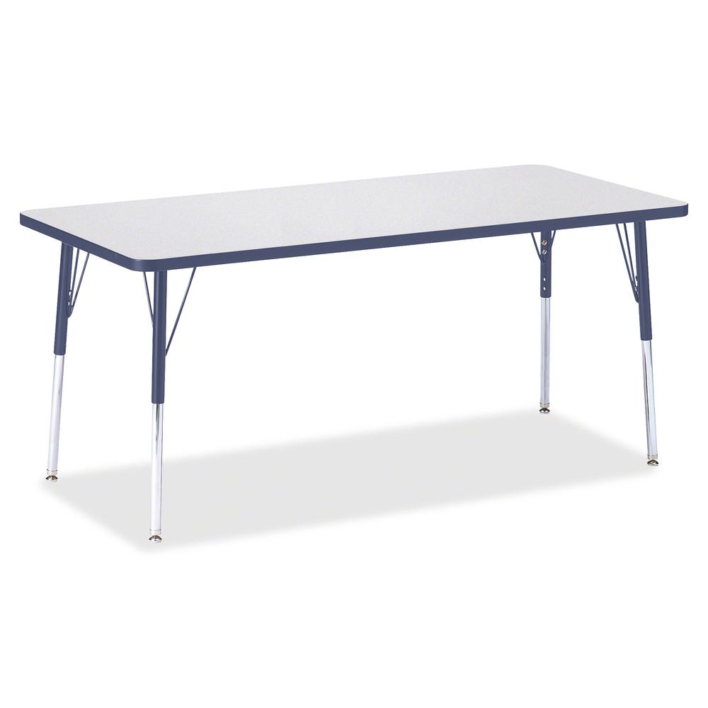 Jonti-Craft Berries Adult Height Color Edge Rectangle Table - Laminated Rectangle, Navy Top - Four Leg Base - 4 Legs - Adjustable Height - 24" to 31" Adjustment - 72" Table Top Length x 30" Table Top . Picture 3