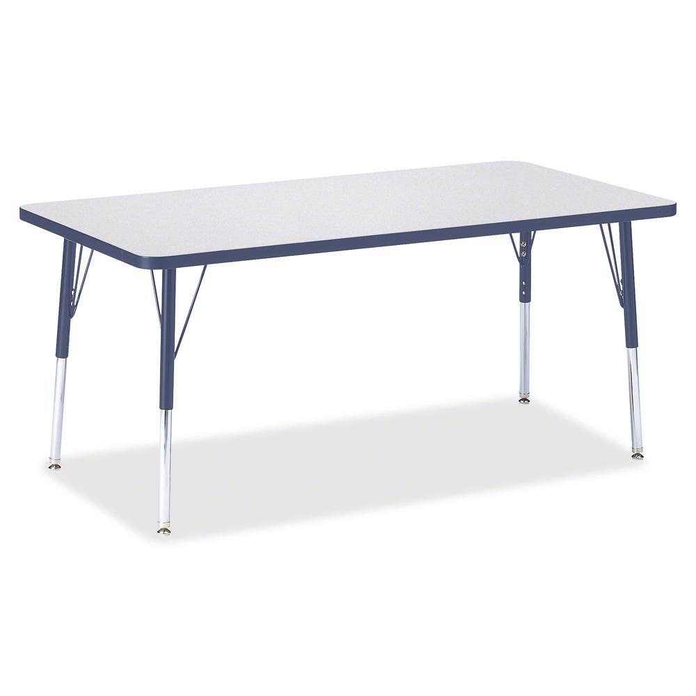 Jonti-Craft Berries Adult Height Color Edge Rectangle Table - Laminated Rectangle, Navy Top - Four Leg Base - 4 Legs - Adjustable Height - 24" to 31" Adjustment - 60" Table Top Length x 30" Table Top . Picture 3