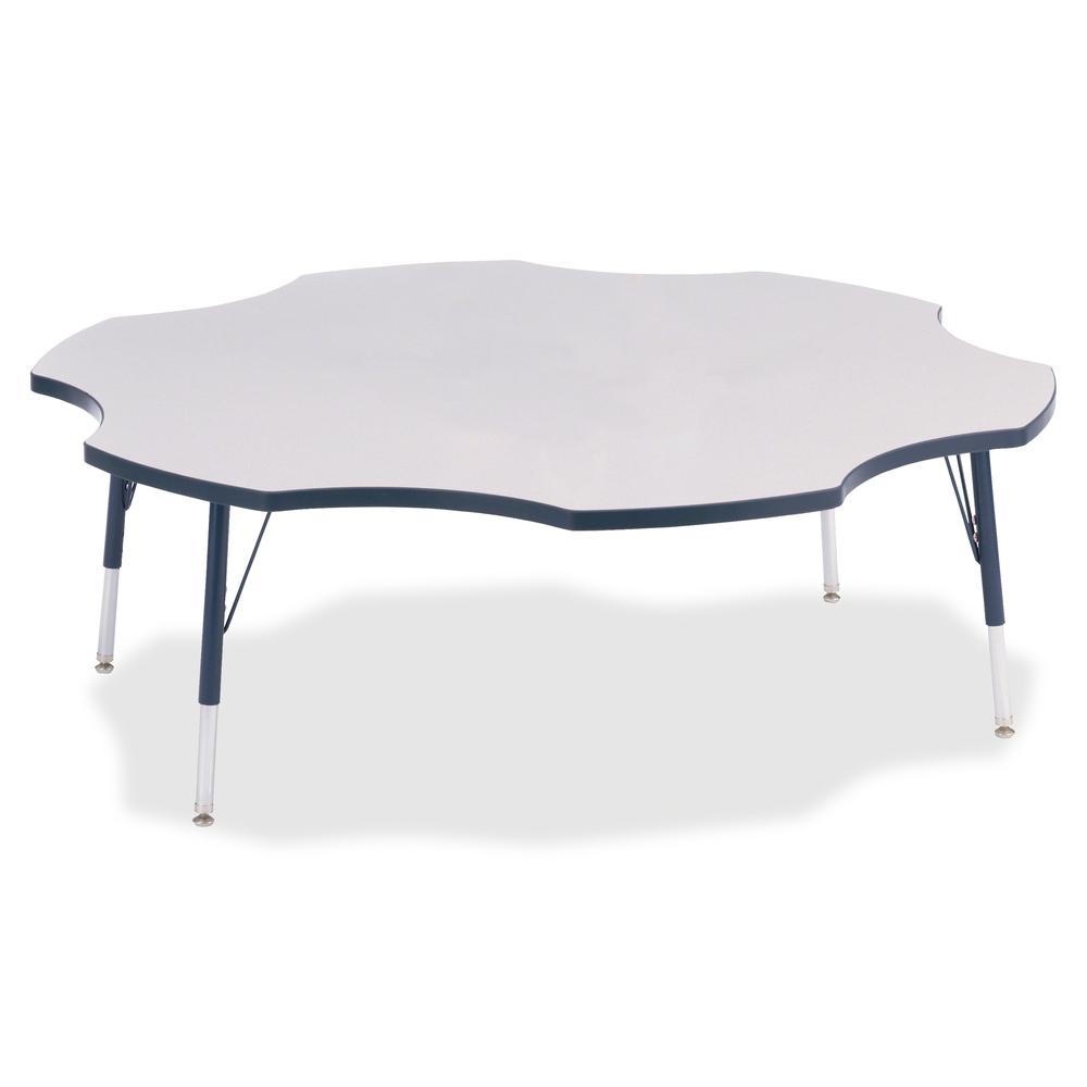 Jonti-Craft Berries Elementary Height Prism Six-Leaf Table - Laminated, Navy Top - Four Leg Base - 4 Legs - Adjustable Height - 15" to 24" Adjustment x 1.13" Table Top Thickness x 60" Table Top Diamet. Picture 3