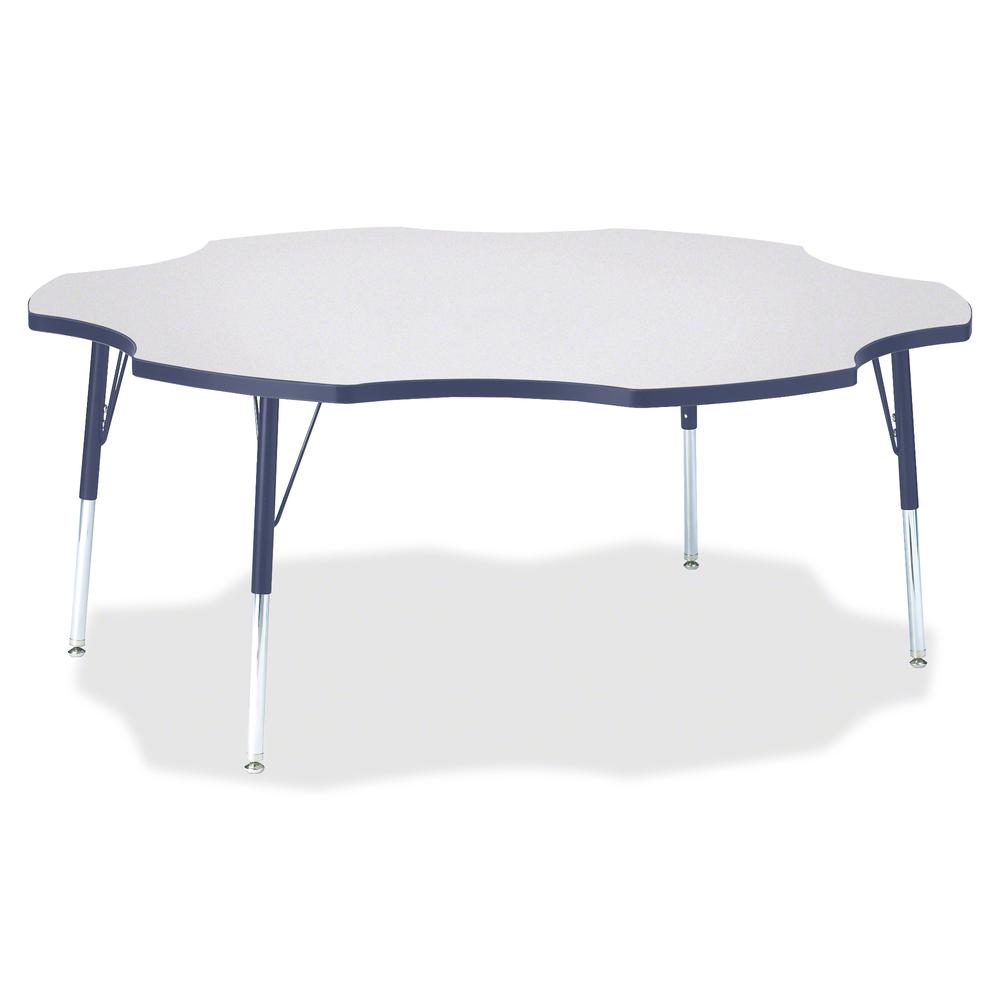 Jonti-Craft Berries Prism Six-Leaf Student Table - Laminated, Navy Top - Four Leg Base - 4 Legs - Adjustable Height - 24" to 31" Adjustment x 1.13" Table Top Thickness x 60" Table Top Diameter - 31" H. Picture 2