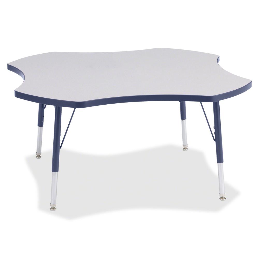 Jonti-Craft Berries Elementary Height Prism Four-Leaf Table - Laminated, Navy Top - Four Leg Base - 4 Legs - Adjustable Height - 15" to 24" Adjustment x 1.13" Table Top Thickness x 48" Table Top Diame. Picture 2