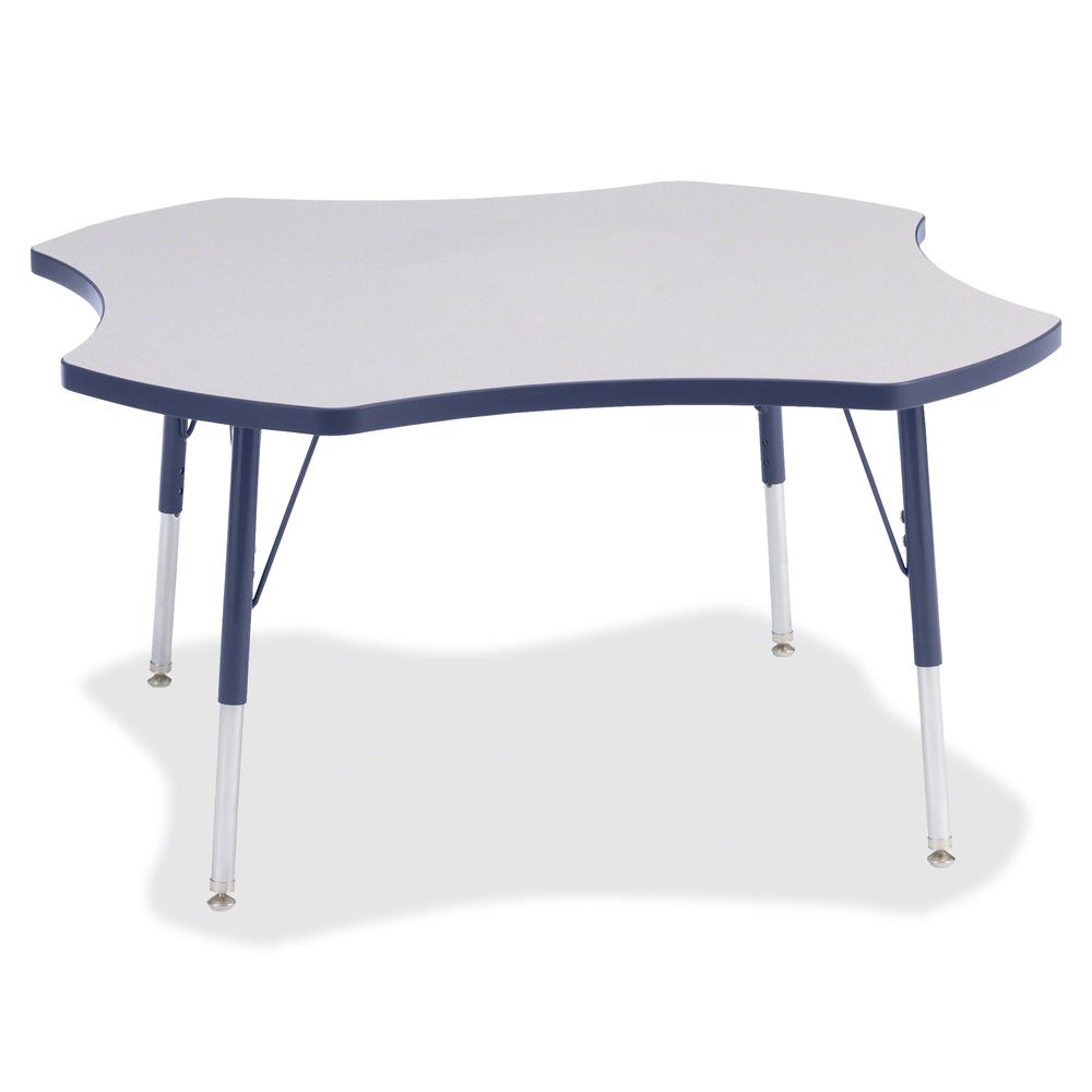 Jonti-Craft Berries Prism Four-Leaf Student Table - Laminated, Navy Top - Four Leg Base - 4 Legs - Adjustable Height - 24" to 31" Adjustment x 1.13" Table Top Thickness x 48" Table Top Diameter - 31" . Picture 3