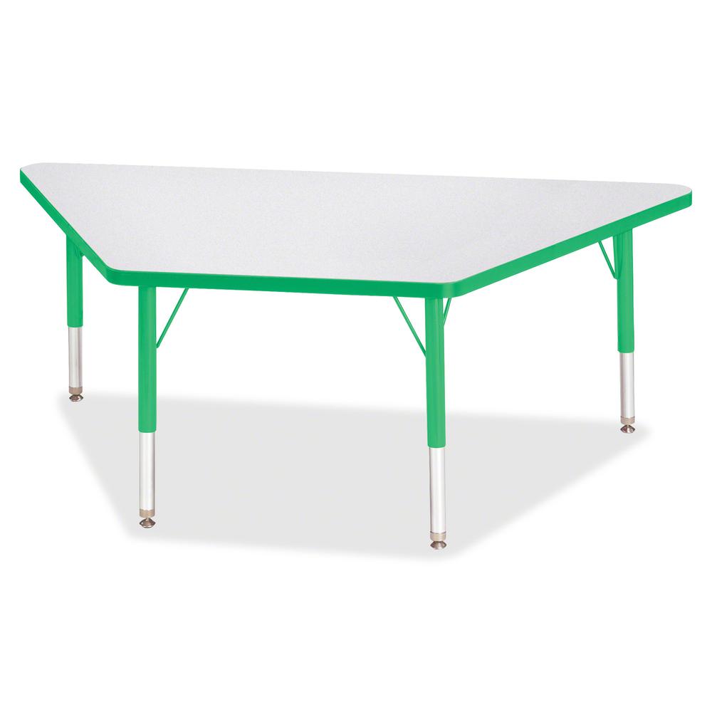 Jonti-Craft Berries Toddler Size Gray Top Trapezoid Table - Green Trapezoid, Laminated Top - Four Leg Base - 4 Legs - 60" Table Top Length x 30" Table Top Width x 1.13" Table Top Thickness - 15" Heigh. Picture 3