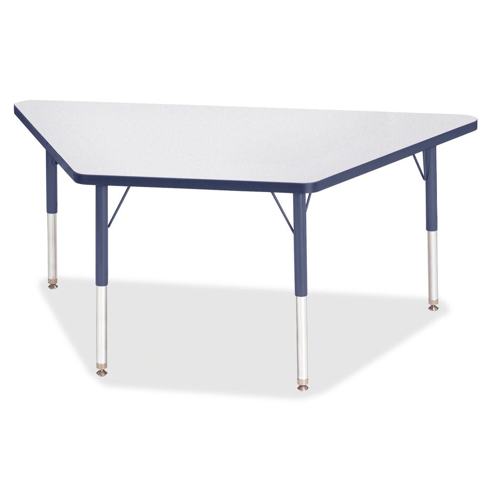 Jonti-Craft Berries Elementary Height Prism Edge Trapezoid Table - Laminated Trapezoid, Navy Top - Four Leg Base - 4 Legs - Adjustable Height - 15" to 24" Adjustment - 60" Table Top Length x 30" Table. Picture 3