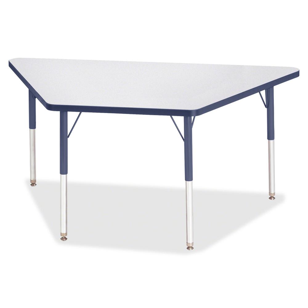 Jonti-Craft Berries Adult-Size Gray Laminate Trapezoid Table - Laminated Trapezoid, Navy Top - Four Leg Base - 4 Legs - 60" Table Top Length x 30" Table Top Width x 1.13" Table Top Thickness - 31" Hei. Picture 2