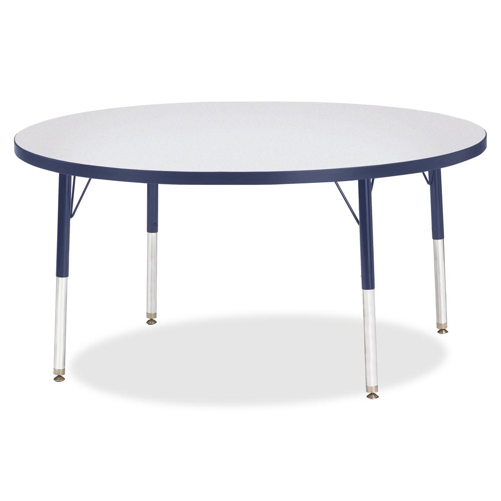 Jonti-Craft Berries Elementary Height Color Edge Round Table - Navy Round Top - Four Leg Base - 4 Legs - Adjustable Height - 15" to 24" Adjustment x 1.13" Table Top Thickness x 48" Table Top Diameter . Picture 3