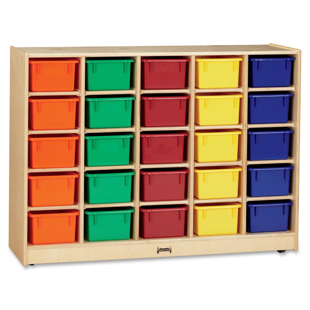 Jonti-Craft Rainbow Accents 25 Cubbie-trays Mobile Storage Unit - 35.5" Height x 48" Width x 15" Depth - Durable - Baltic - Acrylic, Rubber - 1 Each. Picture 2