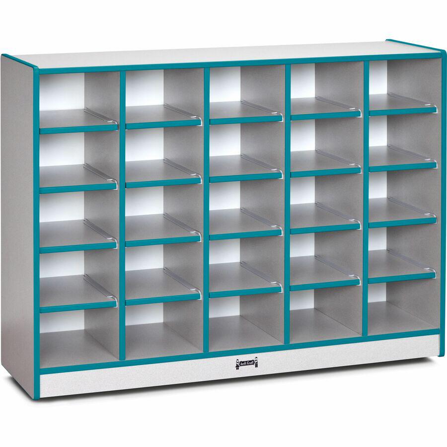 Jonti-Craft Rainbow Accents Toddler Single Storage - 35.5" Height x 48" Width x 15" Depth - Durable, Laminated - Teal - Rubber - 1 Each. Picture 3