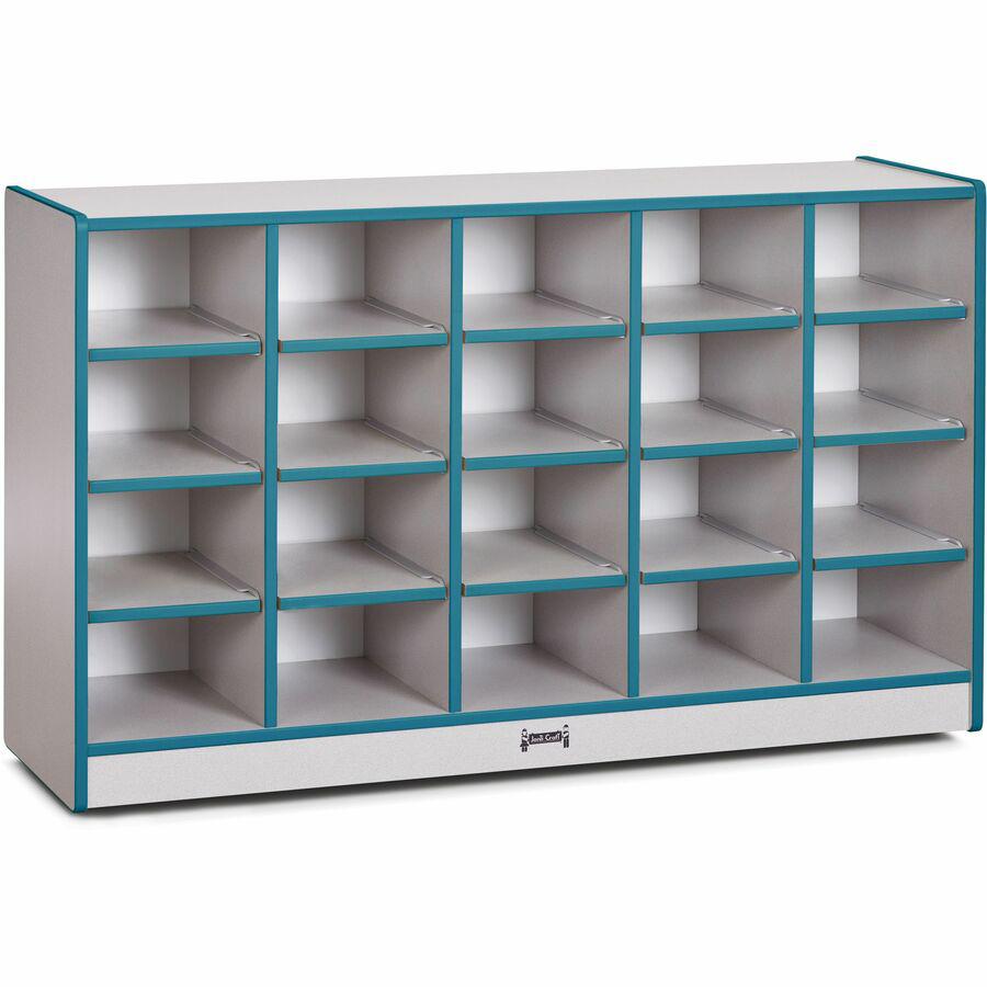 Jonti-Craft Rainbow Accents Toddler Single Storage - 20 Compartment(s) - 29.5" Height x 48" Width x 15" Depth - Laminated, Chip Resistant - Teal - Rubber - 1 Each. Picture 2