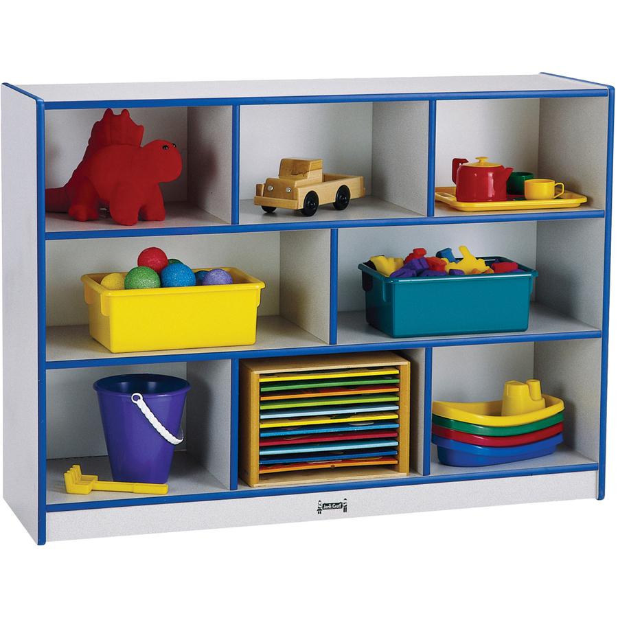 Jonti-Craft Rainbow Accents Super-size Mobile Storage - 35.5" Height x 48" Width x 15" Depth - Durable, Laminated - Blue - Hard Rubber - 1 Each. Picture 5