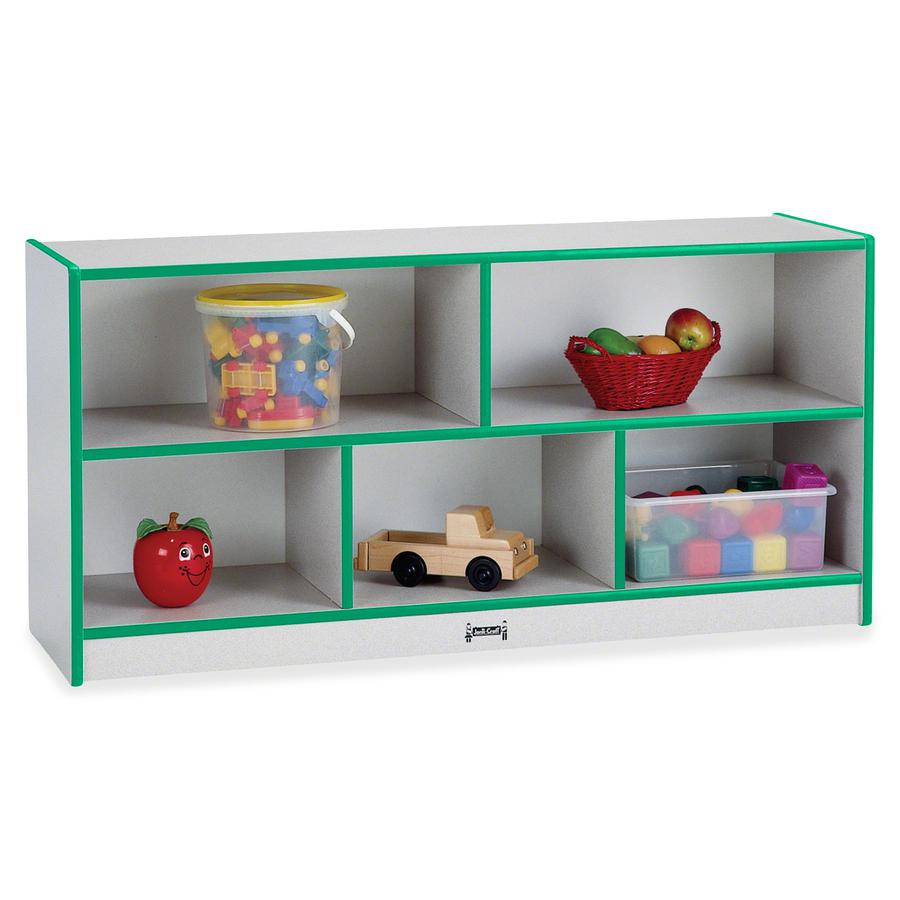 Jonti-Craft Rainbow Accents Low Open Single Storage Shelf - 29.5" Height x 48" Width x 15" Depth - Laminated, Durable - Black - Rubber - 1 Each. Picture 4