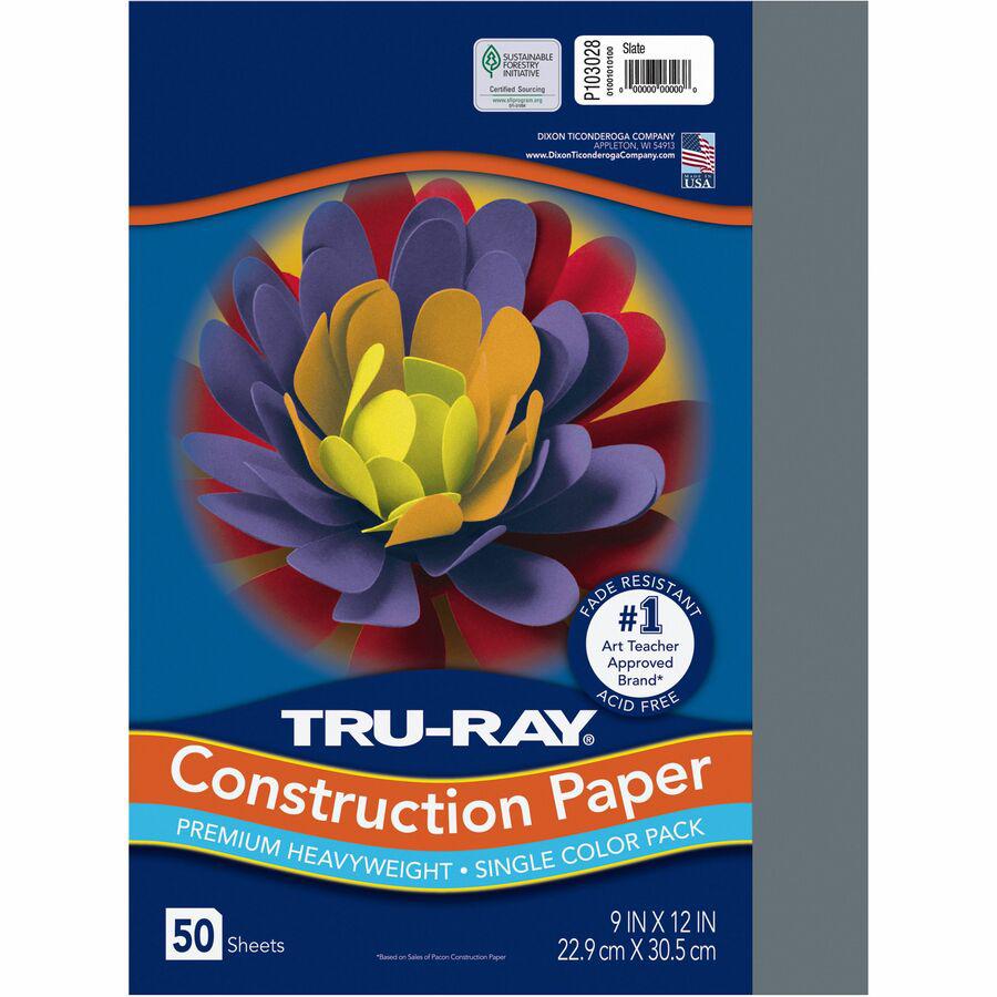Tru-Ray Construction Paper - Project - 12"Width x 9"Length - 50 / Pack - Slate Gray - Sulphite. Picture 2