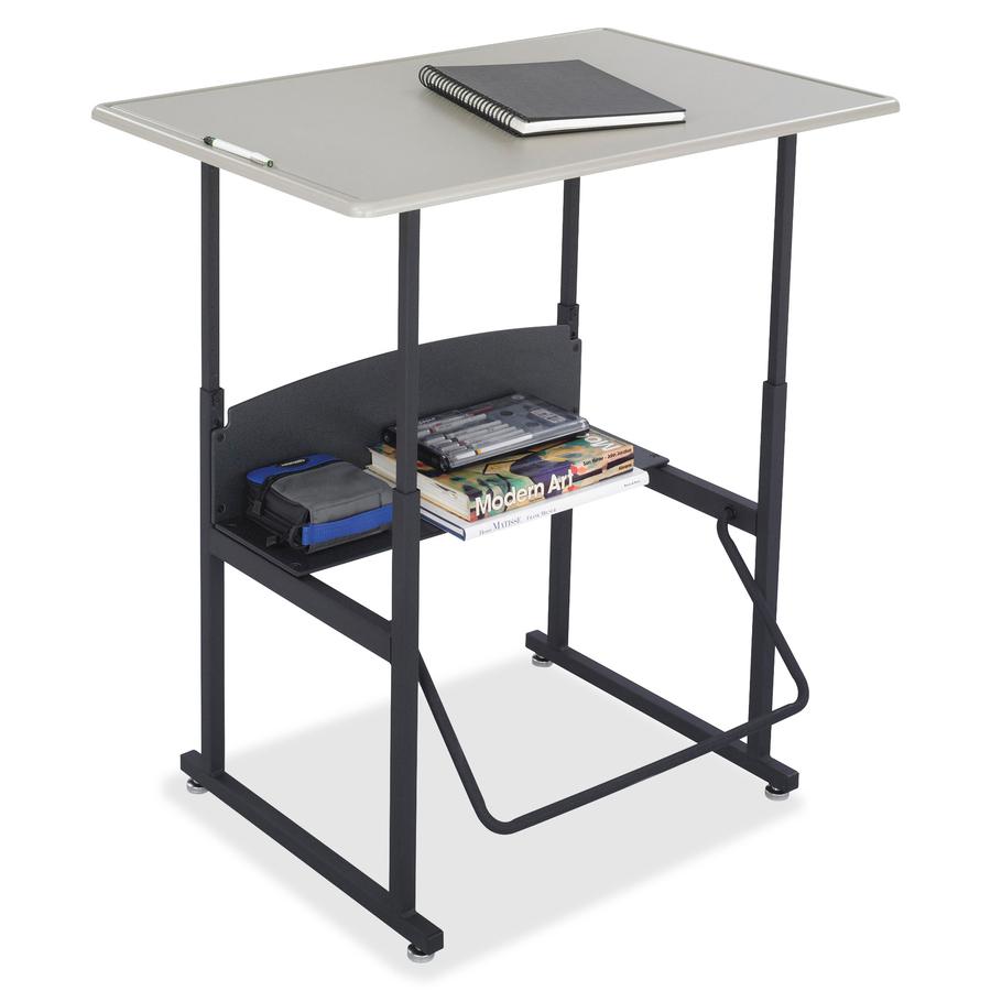 Safco AlphaBetter Adjustable Height Computer Desk - 42" Height x 36" Width x 24" Depth - Assembly Required - Gray. Picture 2