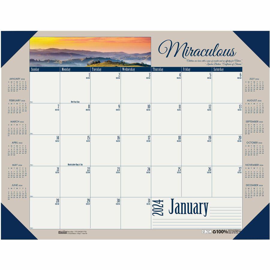 House of Doolittle Earthscapes Motivational Desk Pad - Julian Dates - Monthly - 12 Month - January 2024 - December 2024 - 1 Month Single Page Layout - 22" x 17" Sheet Size - Desk Pad - Leatherette, Pa. Picture 4
