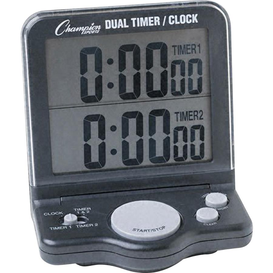 Champion Sports Dual Jumbo Display Timer - 1 Day - Desktop, Wall Mountable - For Sports - Black. Picture 2