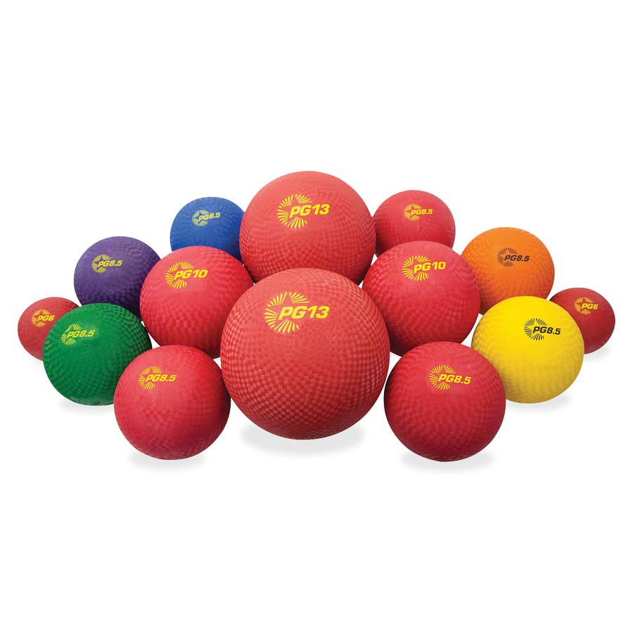 Champion Sports Mixed Playground Ball Set - Assorted, Blue, Red - Nylon, Rubber - 14 / Set. Picture 2