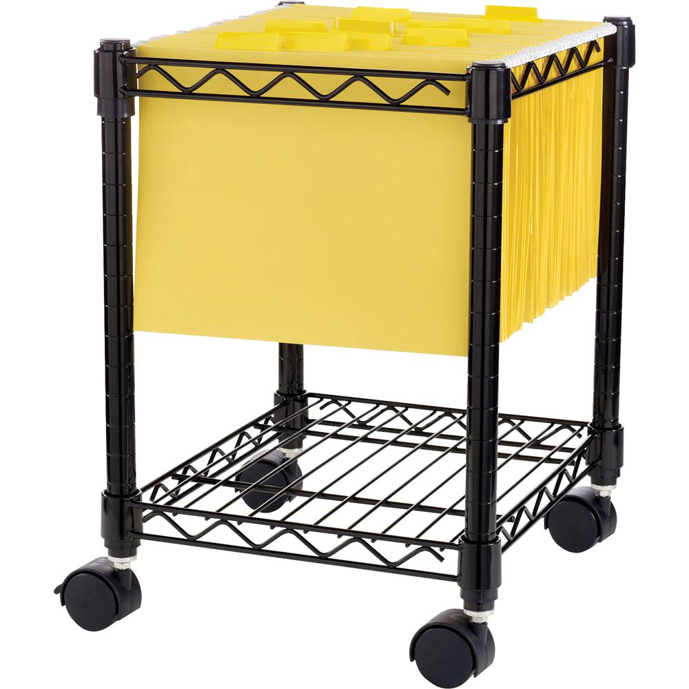 Lorell Compact Mobile Wire Filing Cart - 4 Casters - x 15.5" Width x 14" Depth x 19.5" Height - Metal Frame - Black - 1 Each. Picture 3