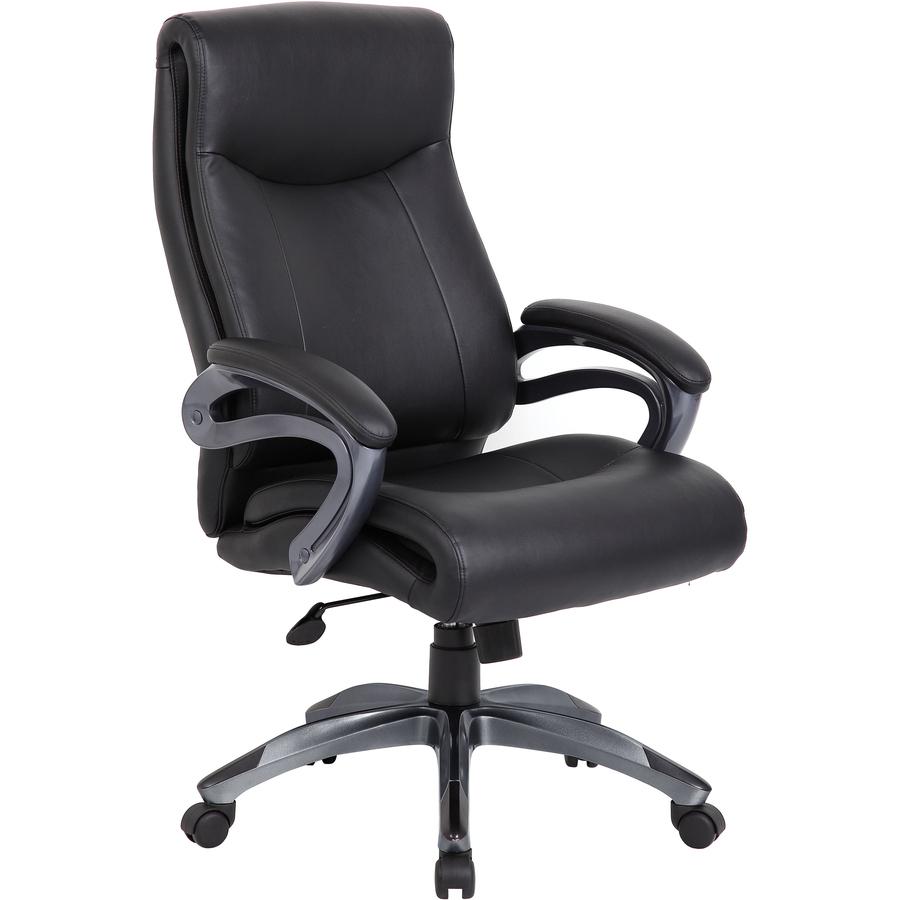 Lorell High Back Executive Chair - Black Leather Seat - 5-star Base - 1 Each. Picture 2