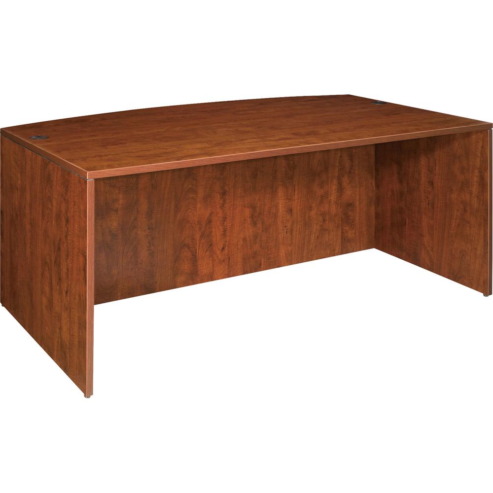 Lorell Essentials Bowfront Desk Shell - 70.9" x 41.4" x 29.5" - Finish: Cherry, Laminate. Picture 3