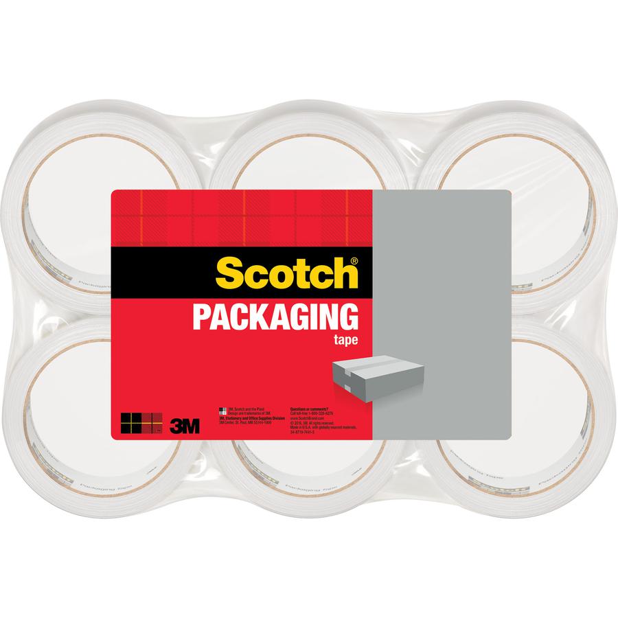 Scotch Lightweight Shipping/Packaging Tape - 54.60 yd Length x 1.88" Width - 2.2 mil Thickness - 3" Core - Synthetic Rubber Resin - For Sealing, Shipping - 6 / Pack - Clear. Picture 2