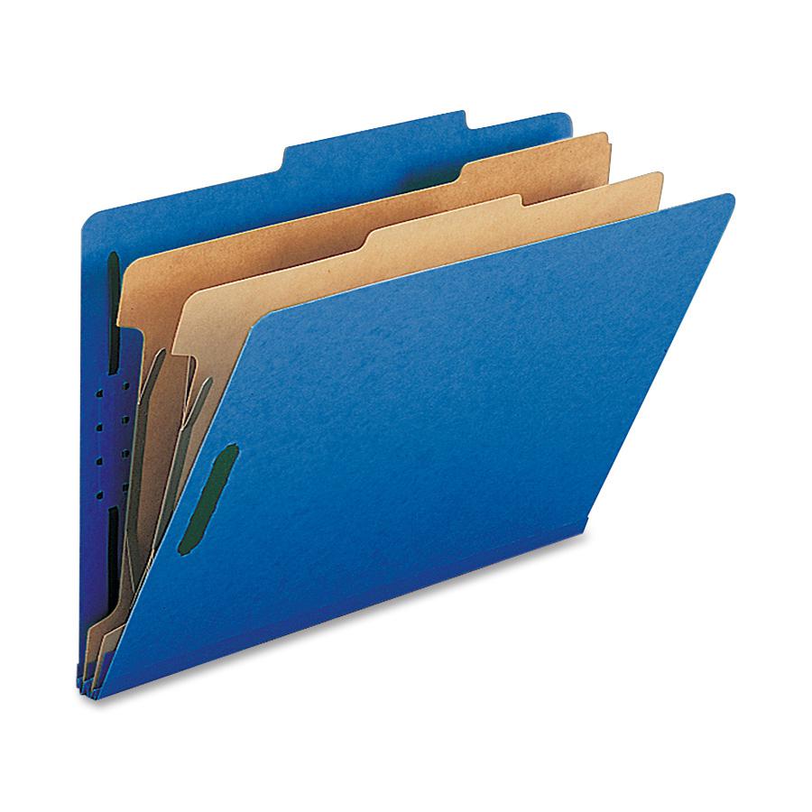 Nature Saver Legal Recycled Classification Folder - 8 1/2" x 14" - 2" Fastener Capacity for Folder - 2 Divider(s) - Dark Blue - 100% Recycled - 10 / Box. Picture 2