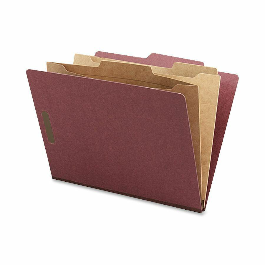 Nature Saver 2/5 Tab Cut Letter Recycled Classification Folder - 8 1/2" x 11" - 2" Expansion - 4 Fastener(s) - 2" Fastener Capacity for Folder, 1" Fastener Capacity for Divider - 2 Pocket(s) - 2 Divid. Picture 2