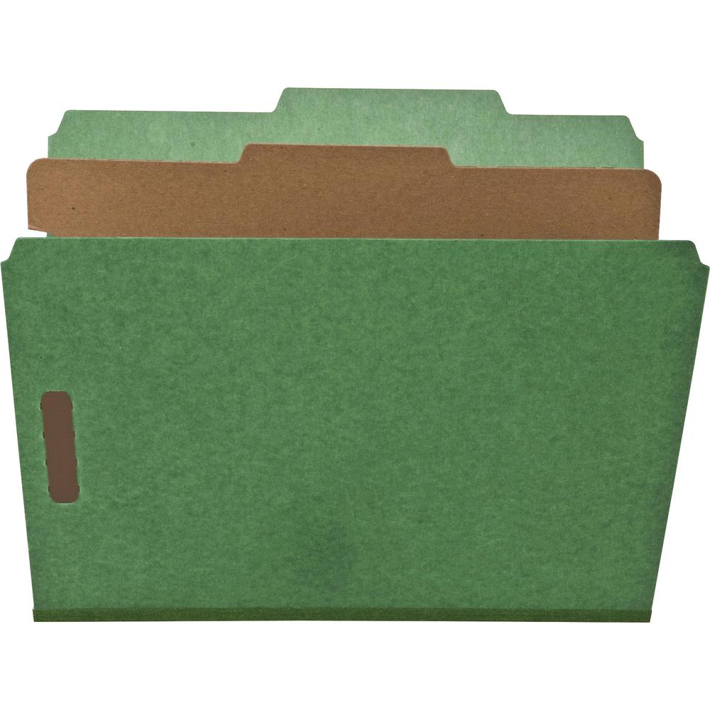 Nature Saver Letter Recycled Classification Folder - 8 1/2" x 11" - 2" Fastener Capacity for Folder - Top Tab Location - 1 Divider(s) - Green - 100% Recycled - 10 / Box. Picture 2