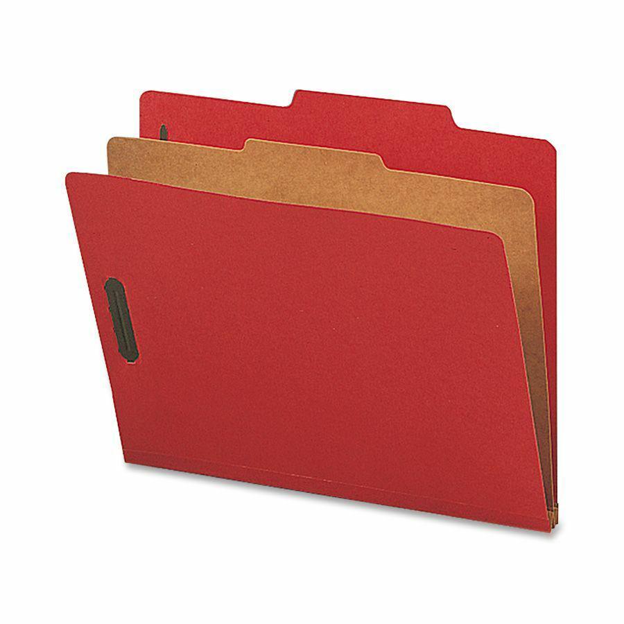 Nature Saver Letter Recycled Classification Folder - 8 1/2" x 11" - 2" Fastener Capacity for Folder - 1 Divider(s) - Bright Red - 100% Recycled - 10 / Box. Picture 2