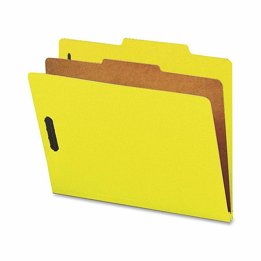 Nature Saver Letter Recycled Classification Folder - 8 1/2" - 2" Expansion - 2" Fastener Capacity for Folder - Top Tab Location - 1 Divider(s) - Yellow - 100% Recycled - 10 / Box. Picture 2