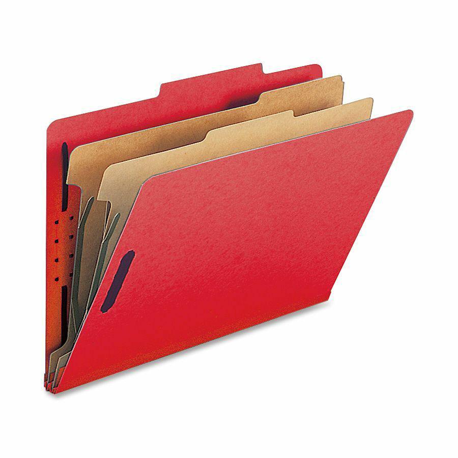 Nature Saver Legal Recycled Classification Folder - 8 1/2" x 14" - 2" Fastener Capacity for Folder - 2 Divider(s) - Bright Red - 100% Recycled - 10 / Box. Picture 2