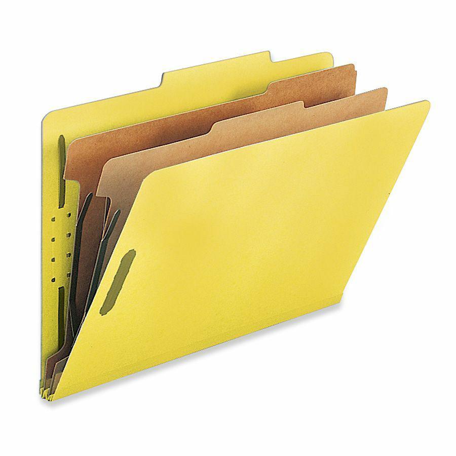 Nature Saver Legal Recycled Classification Folder - 8 1/2" x 14" - 2" Fastener Capacity for Folder - 2 Divider(s) - Yellow - 100% Recycled - 10 / Box. Picture 2