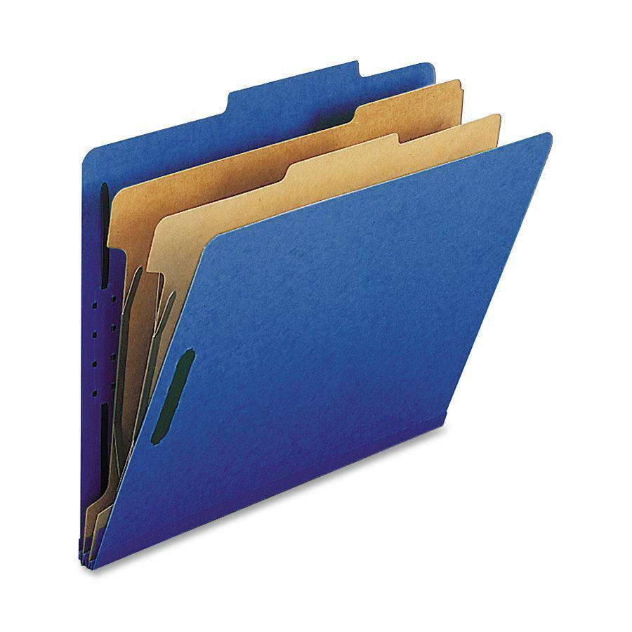 Nature Saver Letter Recycled Classification Folder - 8 1/2" x 11" - 2" Fastener Capacity for Folder - 2 Divider(s) - Dark Blue - 100% Recycled - 10 / Box. Picture 2